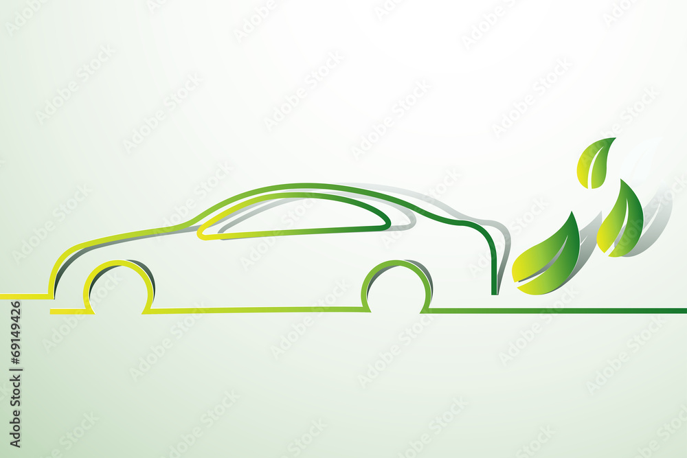 Eco car concept green drive with leaf symbol,vector illustration