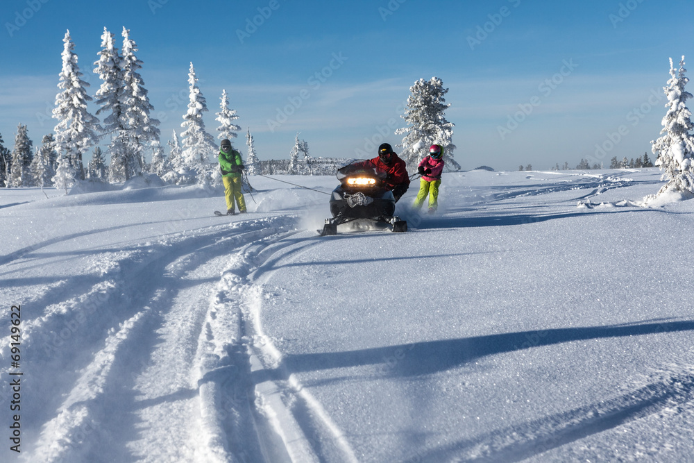 Snowmobile in the forest