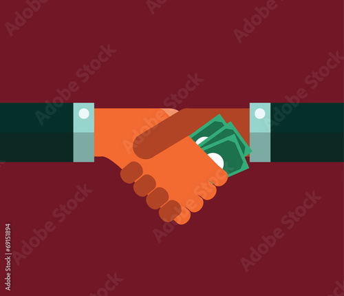 Businessman giving a bribe. Corruption concept. vector