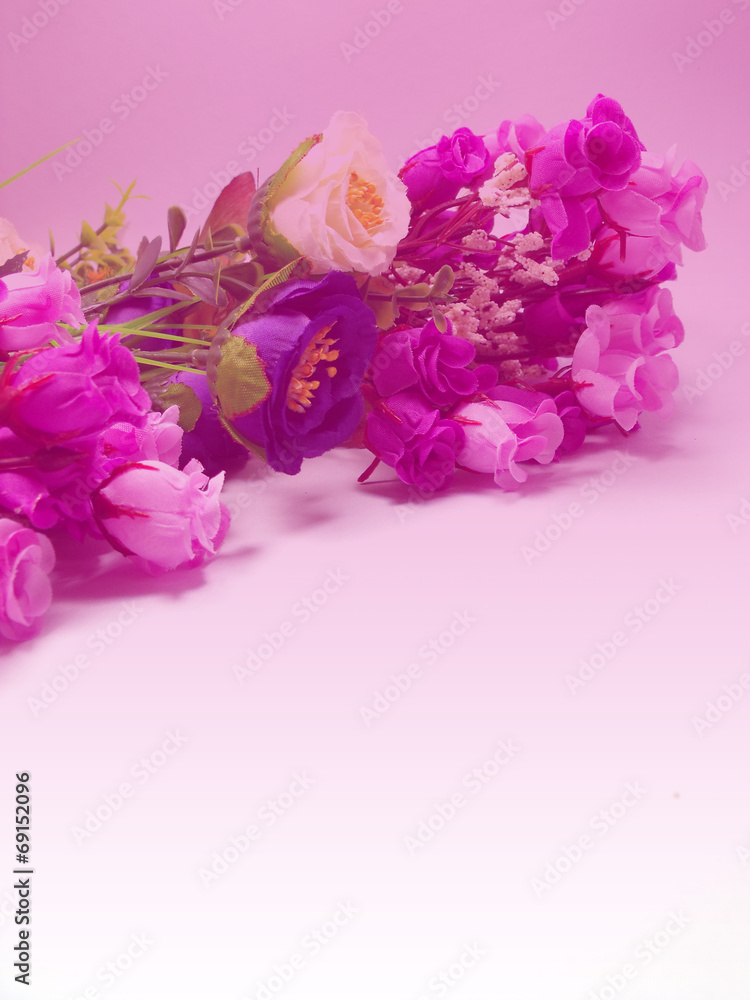 Fototapeta premium Bouquet Pink Flowers with Purple Tone Background
