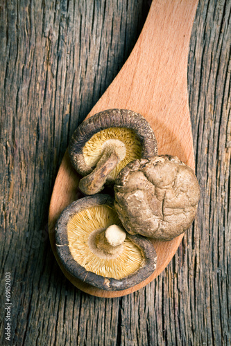 dried shiitake mushrooms on table