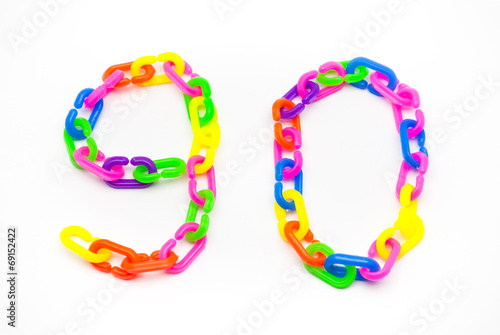 9 and 0 Number, Created by Colorful Plastic Chain