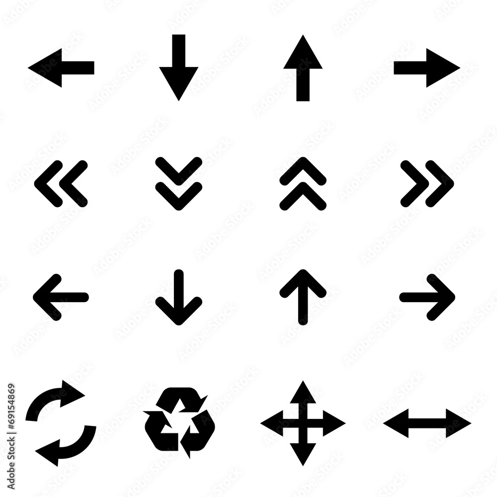 Set of flat icons - black arrows Set of flat icons - black arrows