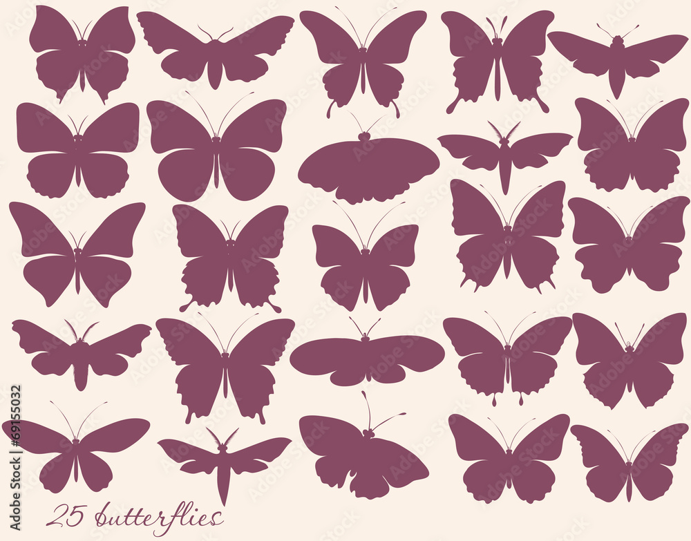 Vector set of butterflies silhouettes Vector set of butterflies silhouettes