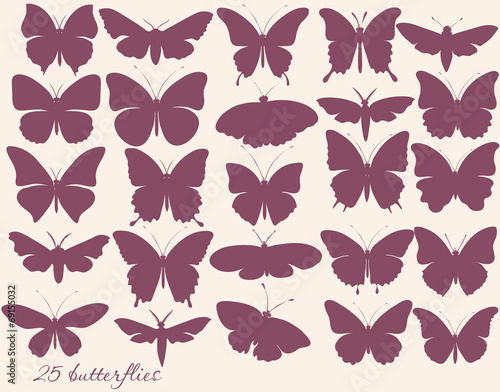 Vector set of butterflies silhouettes © Mary fleur
