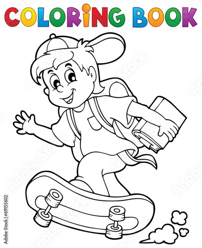 Coloring book school boy theme 1