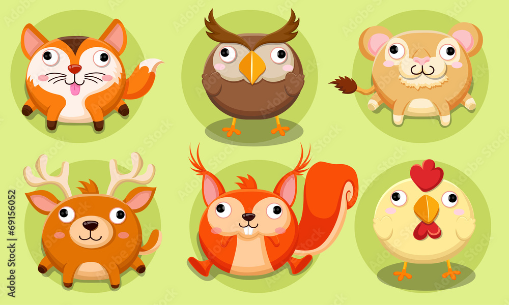 Cute animals vector illustration Icon set Cute animals vector illustration Icon set