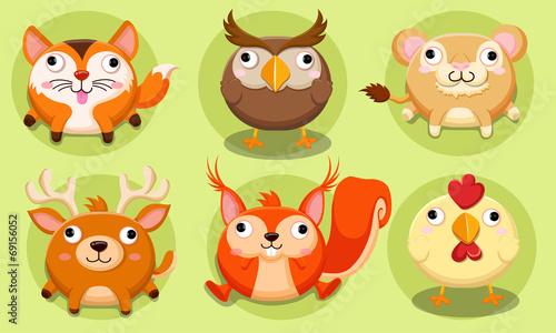 Cute animals vector illustration Icon set