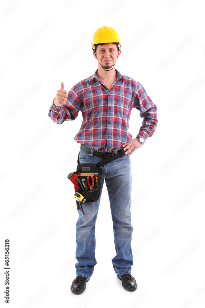 Male Carpenter Gesturing Thumbs Up