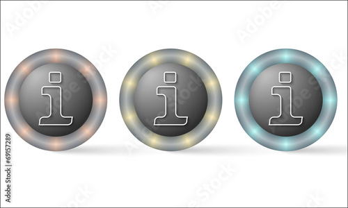 set of three icons with info symbol