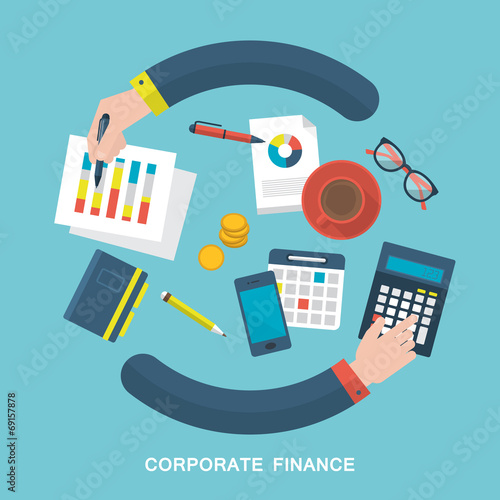 Flat vector illustration of corporate finance concept