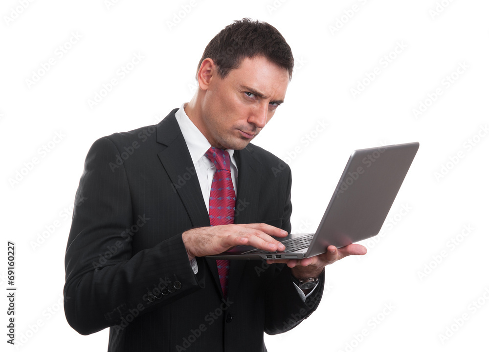 Portrait of young businessman with laptop Portrait of young businessman with laptop