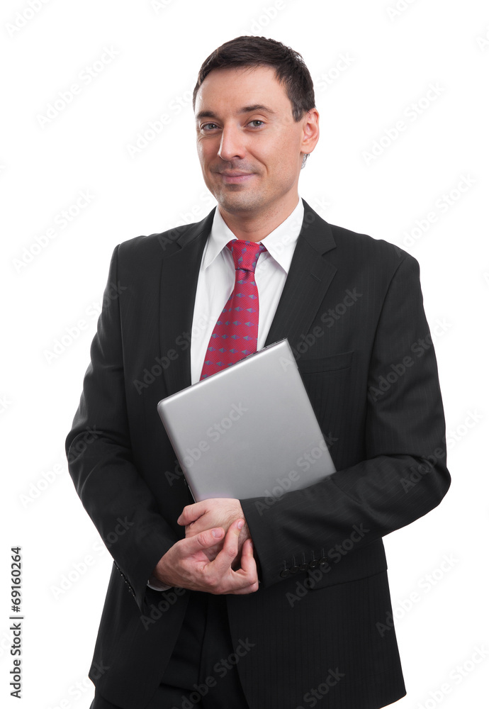 Portrait of smiling young businessman with laptop Portrait of smiling young businessman with laptop