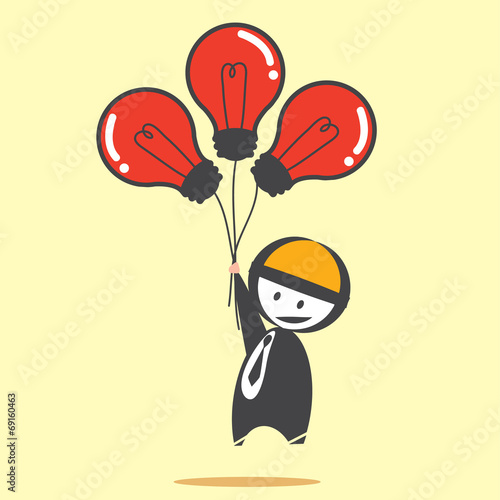 Businessman with bulb balloon
