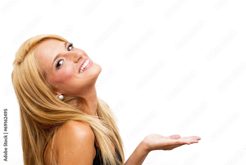Beautiful Blonde Woman With His Open Hand Beautiful Blonde Woman With His Open Hand