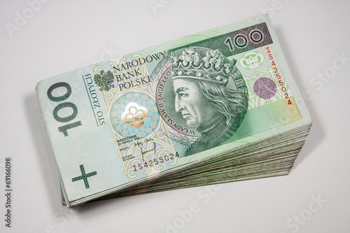 Poland currency zloty - PLN - in notes 100