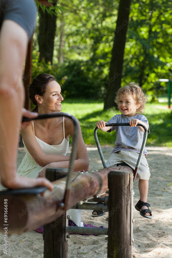 Fototapeta premium Fun with child on the playground