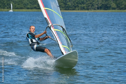 Windsurfing on the lake Nieslysz, Polish