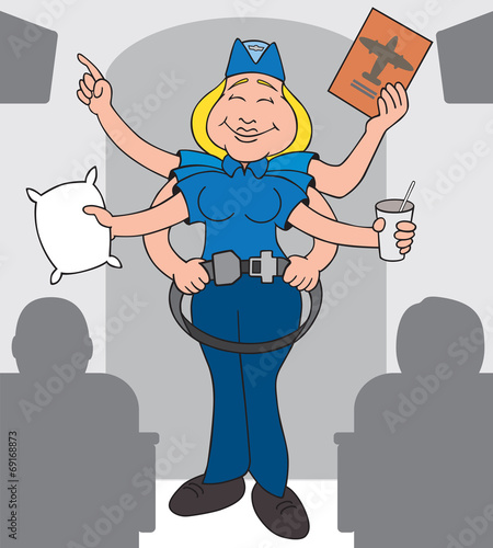 Busy Flight Attendant