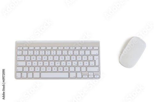 Modern Keyboard and Mouse on white