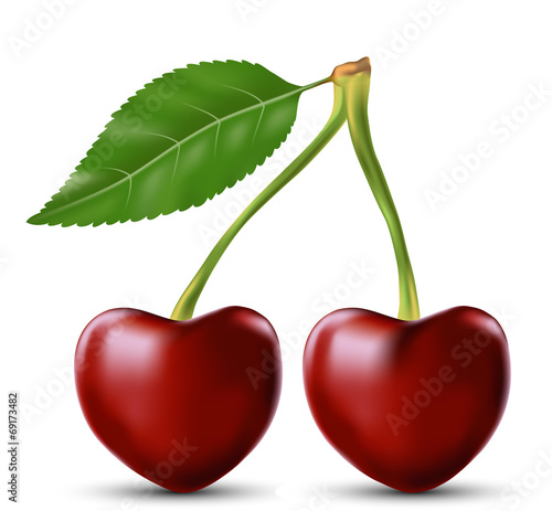 two lovers cherry as the heart symbol of love