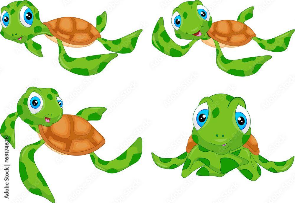 Fototapeta premium various cute sea turtle cartoon