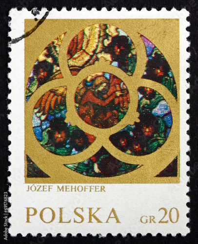 Postage stamp Poland 1971 Angel, by Jozef Mehoffer photo