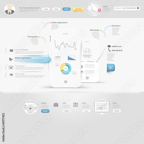 Technology website template with icons