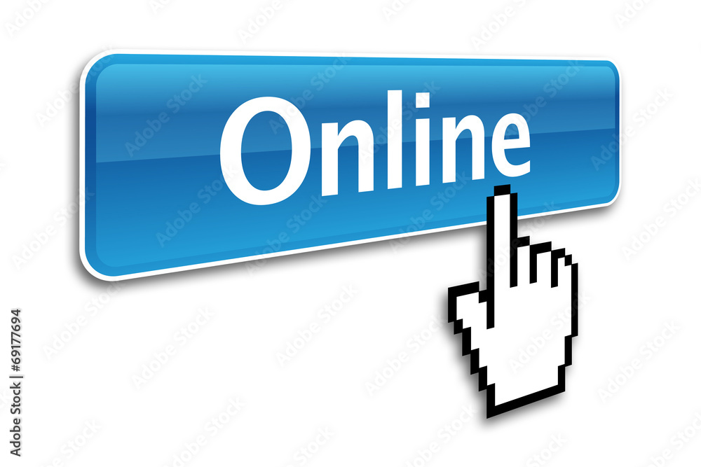 Online icon with computer cursor Online icon with computer cursor