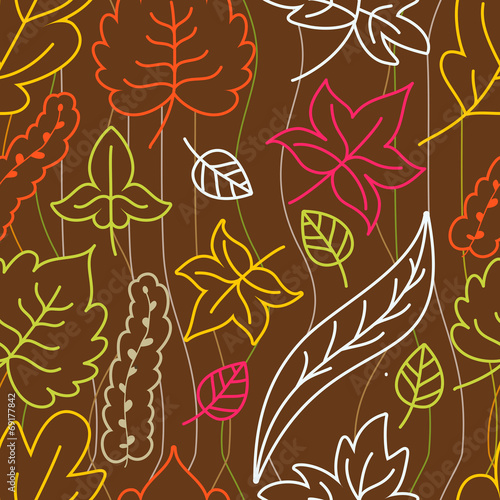 Autumn leaves seamless pattern. Vector illustration
