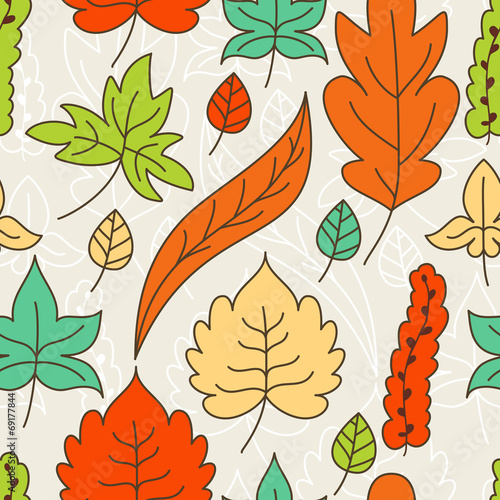 Autumn leaves seamless pattern. Vector illustration