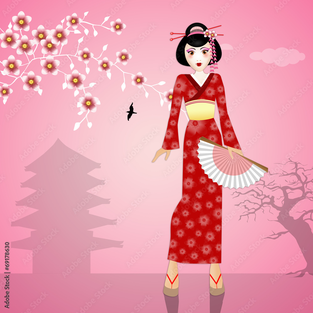 Geisha with fan