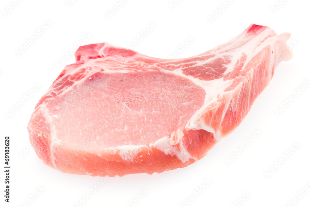 Raw pork meat isolated on white