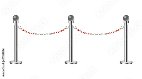 Stand chain barriers with red and white chain