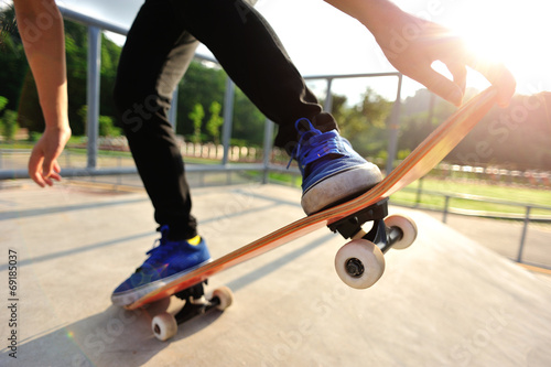 skateboarding on sunrise skatepark 