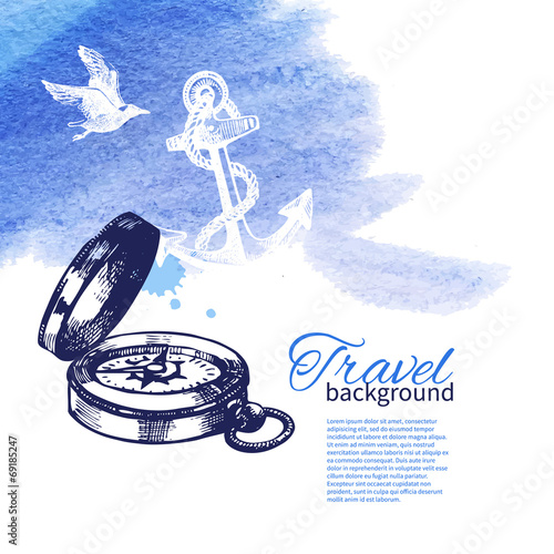 Travel vintage background. Sea nautical design.
