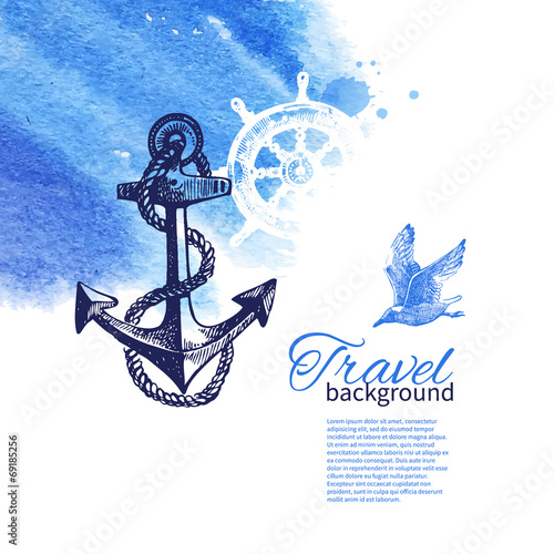 Travel vintage background. Sea nautical design.