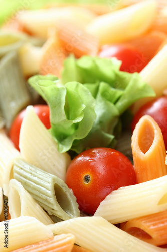 Rigatoni with tomatoes and lettuce