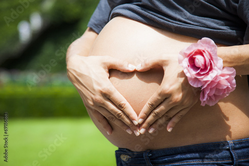 belly of a pregnant woman