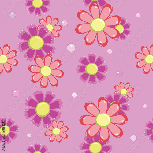 seamless background of pink and red flowers vector