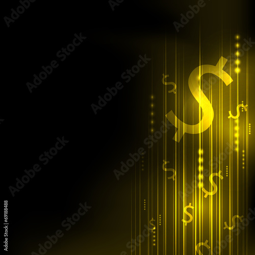Abstract yellow dollar technology communicate background, vector