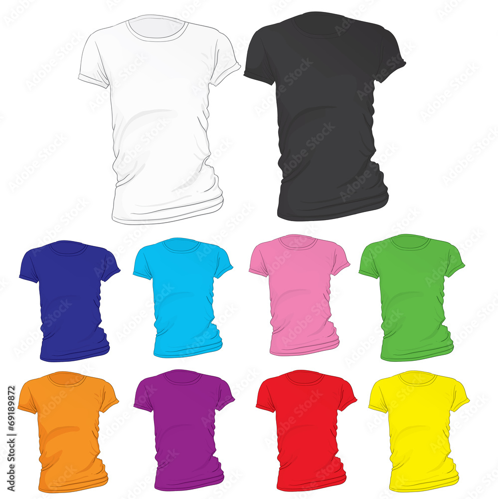 Women s Blank T Shirt Template In Many Color Stock Vector Adobe Stock women-s-blank-t-shirt-template-in-many-color-stock-vector-adobe-stock