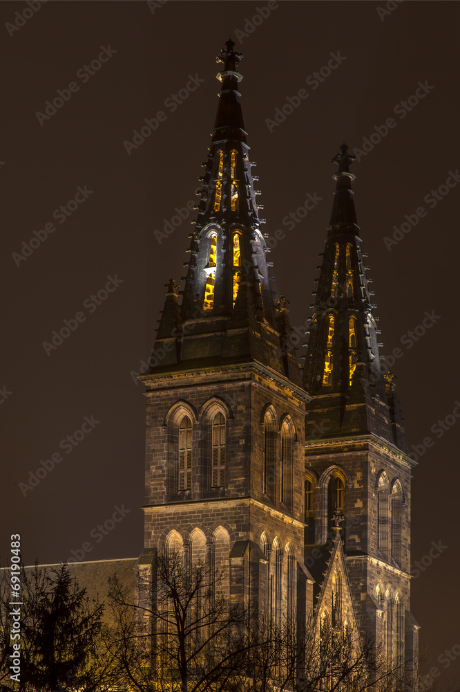 Vitus cathedral in Prague by night, Czech republic