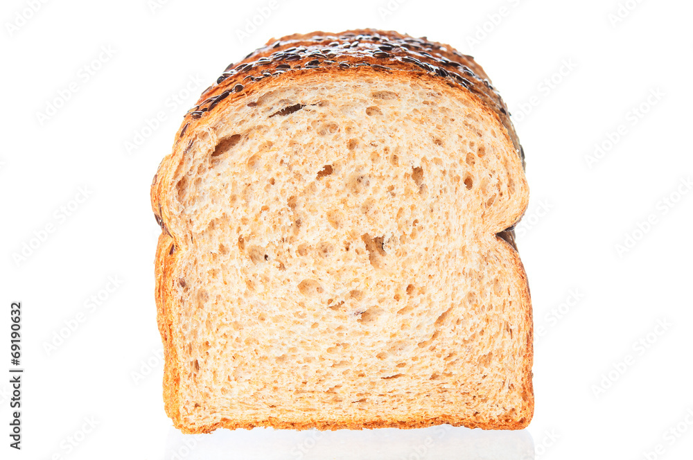 Slice of white bread closeup
