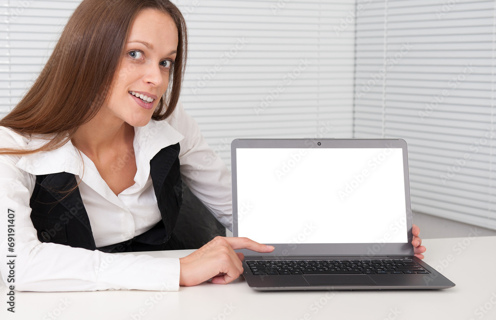 Businesswoman with laptop computer Businesswoman with laptop computer