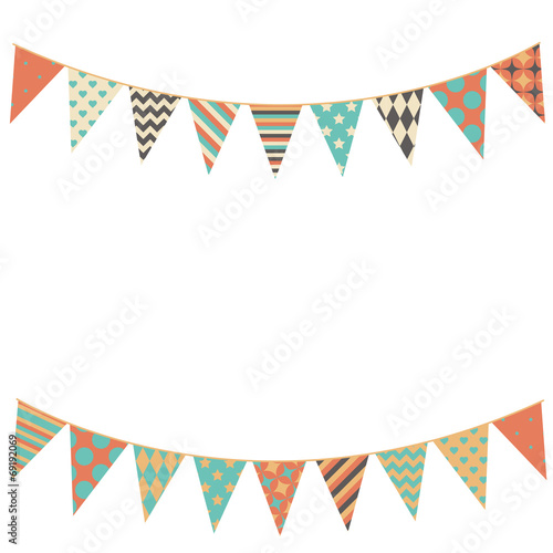 Party bunting background in flat style.