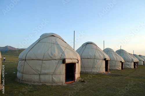 Yurts in the tourist camp in the mountains
