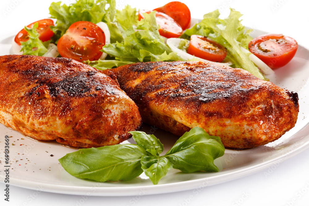 Grilled chicken fillets and vegetables Grilled chicken fillets and vegetables