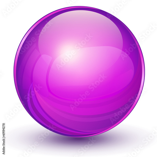 Sphere, 3D violet vector ball.