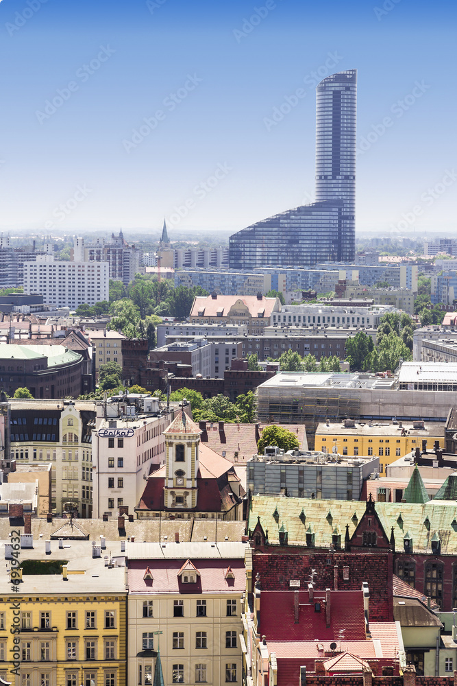 Obraz premium Sights of Poland. Wroclaw Old Town and Sky Tower.